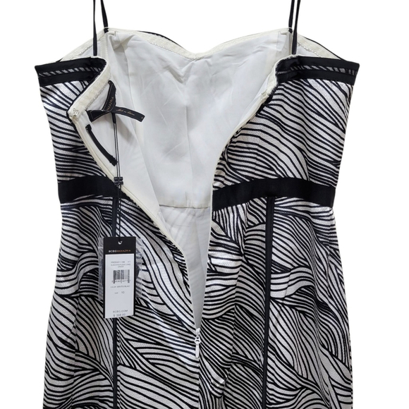 BCBGMAXAZRIA Elin Maxi Black & White Striped Bustier Dress Size 10 NWT $380 - Picture 5 of 16